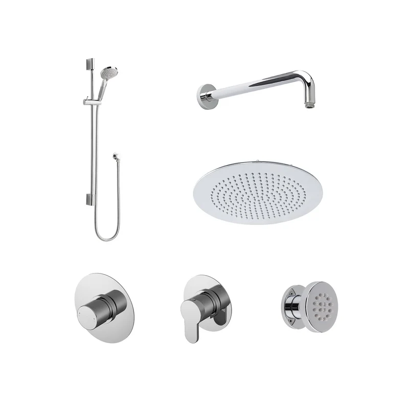 Nuie 3 Outlet Arvan Bundle With Stop Taps Contemporary Chrome Brass ABS
