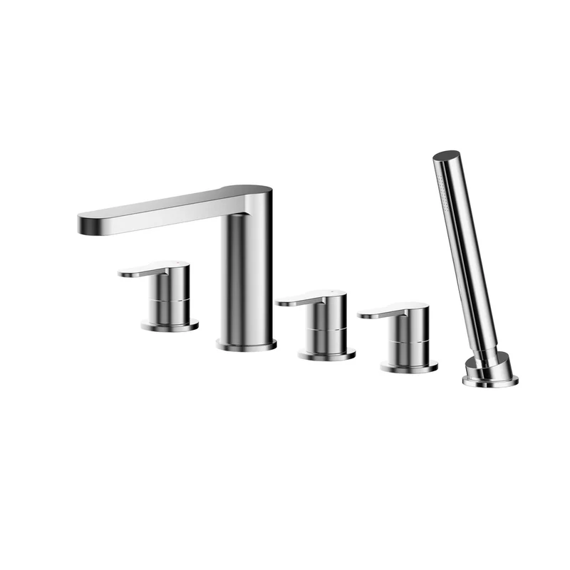 Nuie Arvan Deck Mounted 5 Tap Hole Bath Shower Mixer Contemporary Chrome Brass,brass ABS 230x535x225mm