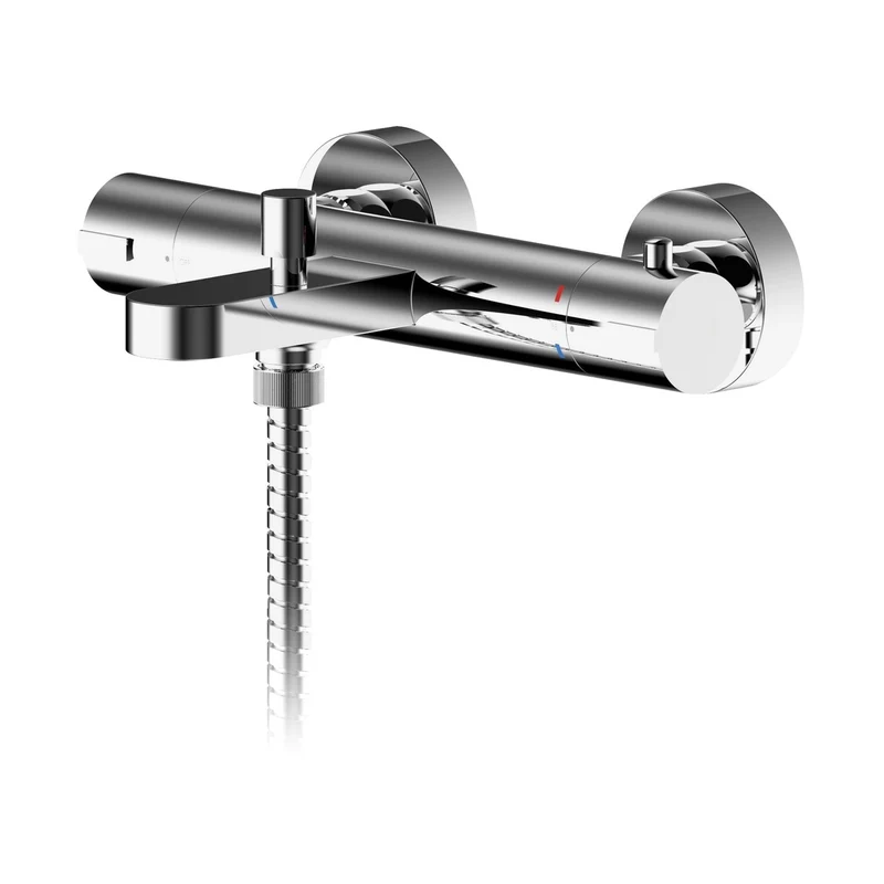 Nuie Arvan Wall Mounted Thermostatic Bath Shower Mixer Contemporary Chrome Brass,brass ABS 50x264x159mm