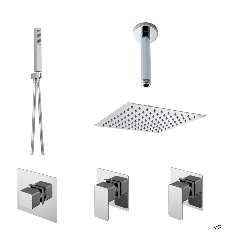 Nuie 2 Outlet Windon Double Shower Bundle Contemporary Chrome Brass ABS,stainless Steel