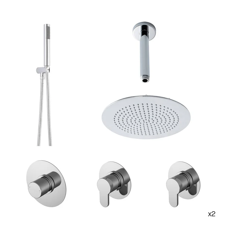 Nuie 2 Outlet Arvan Double Shower Bundle Contemporary Chrome Brass ABS,stainless Steel