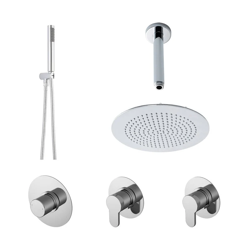 Nuie 2 Outlet Arvan Double Bundle With Stop Taps Contemporary Chrome Brass ABS