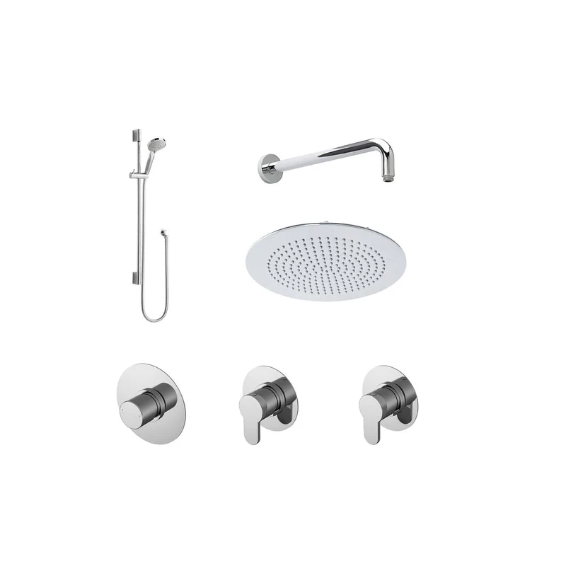 Nuie 2 Outlet Arvan Bundle With Stop Tap & Diverter Contemporary Chrome Brass ABS
