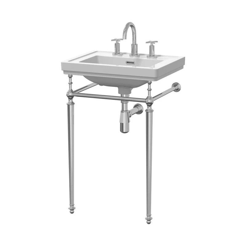 Nuie Carlton 500mm 3th Basin With Traditional Stand White Vitreous China 816x531x442mm