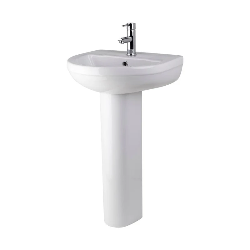 Nuie Harmony 500mm Basin & Pedestal Contemporary White Vitreous China 823x500x416mm