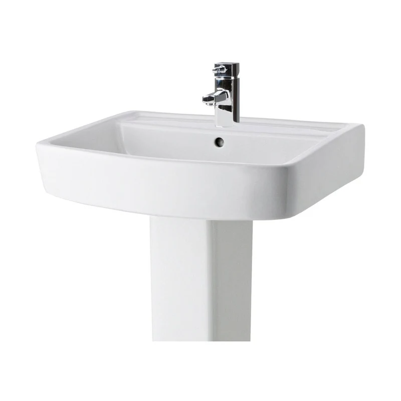 Nuie Bliss 600mm Basin & Pedestal Contemporary White Vitreous China 820x600x450mm