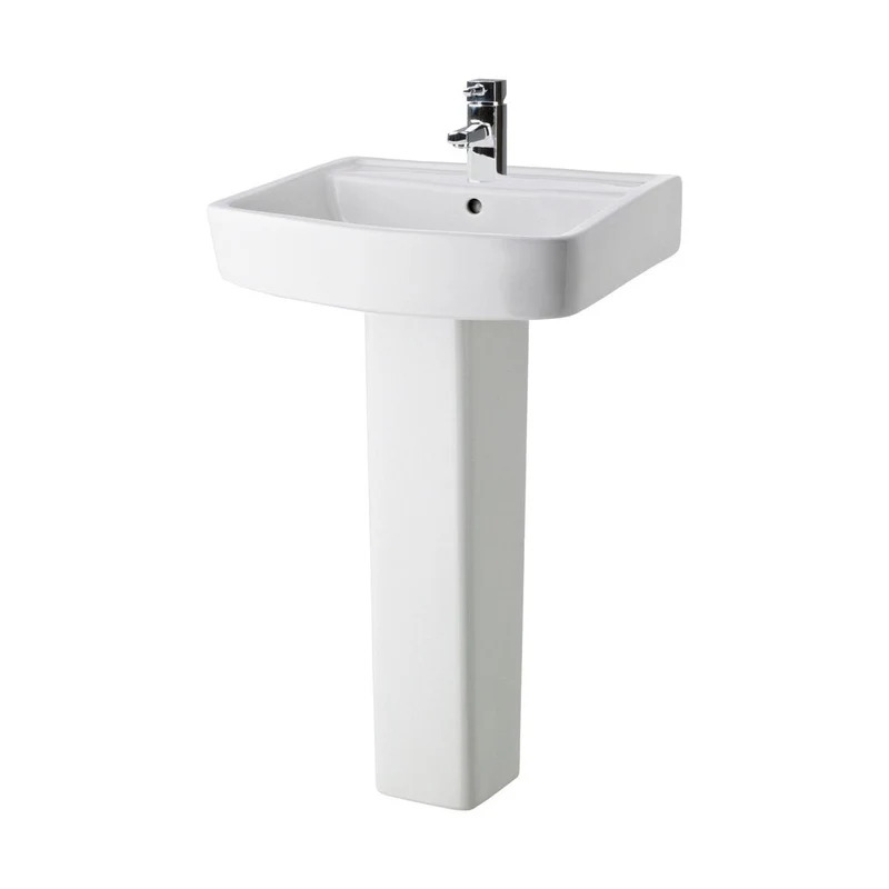 Nuie Bliss 520mm Basin & Pedestal Contemporary White Vitreous China 820x520x420mm