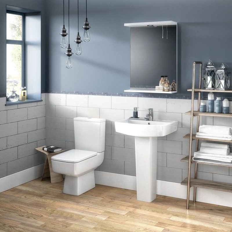 Nuie Bliss 520mm Basin & Pedestal Contemporary White Vitreous China 820x520x420mm