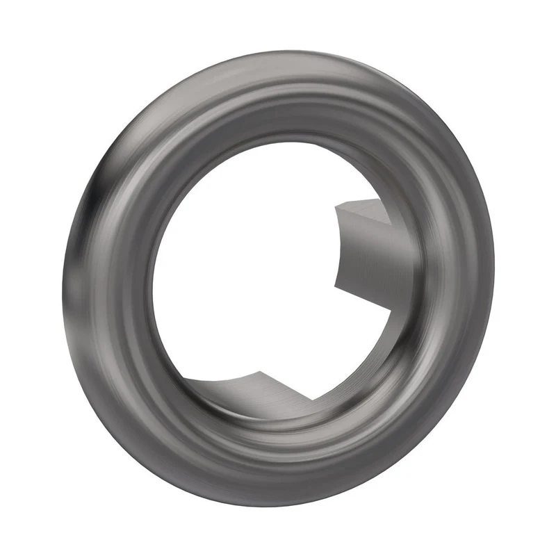 Nuie Round Overflow Cover Contemporary Brushed Pewter Brass ABS 30x30x15mm