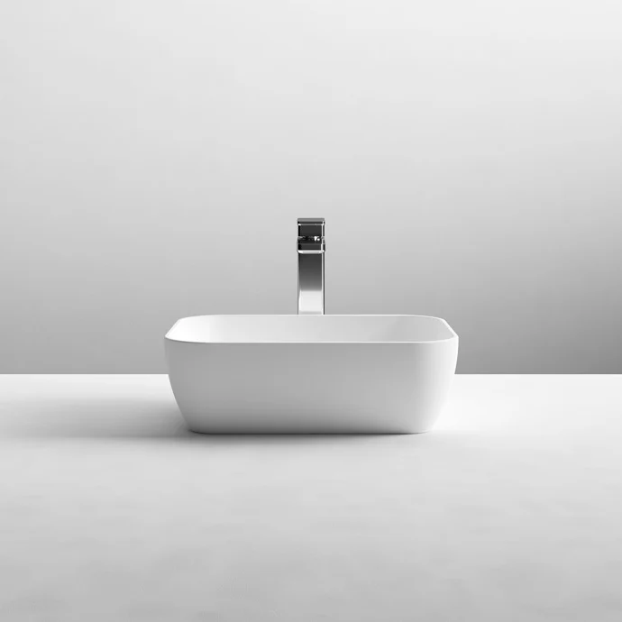 Hudson Reed Matt White Luxe Rectangular Counter Top Vessel Basin - 455 x 325mm