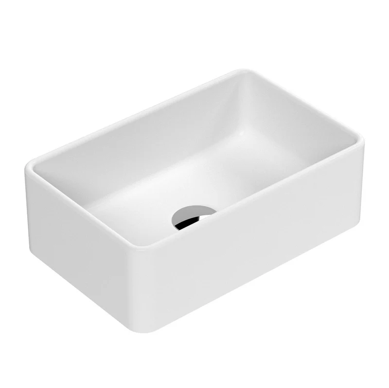 Hudson Reed Matt White Luxe Rectangular Counter Top Vessel Basin - 365 x 235mm