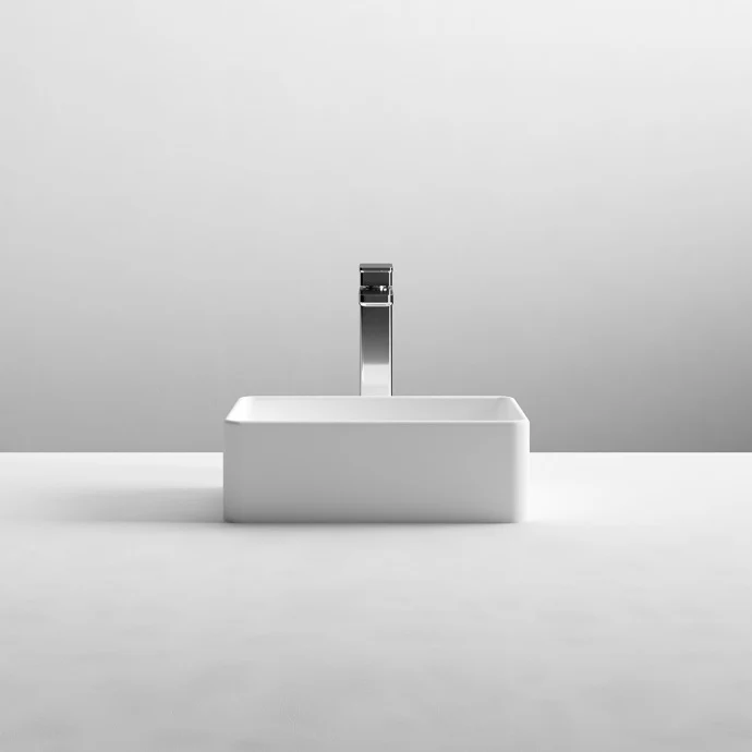 Hudson Reed Matt White Luxe Rectangular Counter Top Vessel Basin - 365 x 235mm