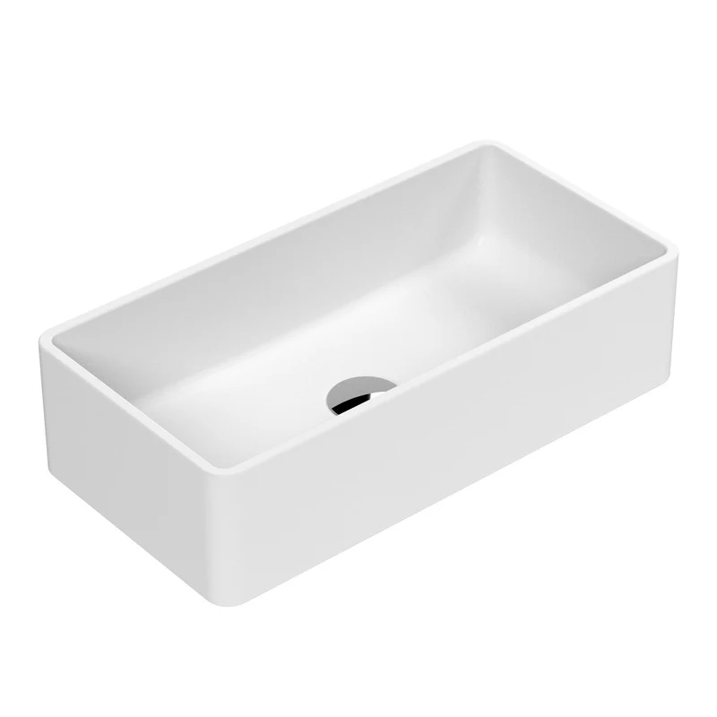 Hudson Reed Matt White Luxe Rectangular Counter Top Vessel Basin - 465 x 235mm