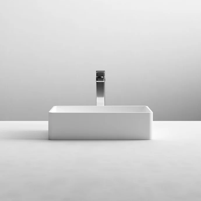Hudson Reed Matt White Luxe Rectangular Counter Top Vessel Basin - 465 x 235mm