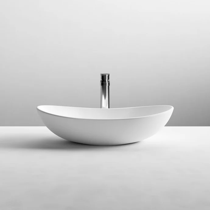 Hudson Reed Matt White Luxe Oval Counter Top Vessel Basin - 615 x 360mm