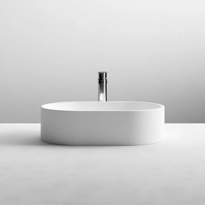 Hudson Reed Matt White Luxe Oval Counter Top Vessel Basin - 565 x 350mm