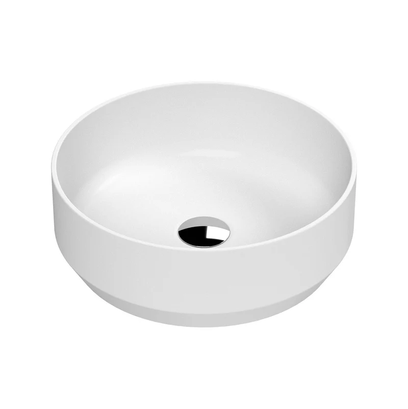 Hudson Reed Matt White Luxe Round Counter Top Vessel Basin - 350 x 350mm