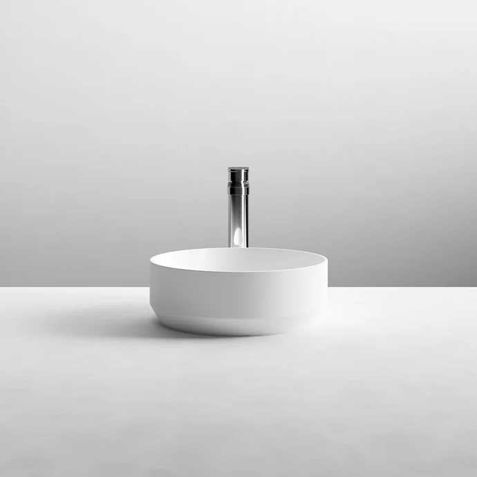 Hudson Reed Matt White Luxe Round Counter Top Vessel Basin - 350 x 350mm
