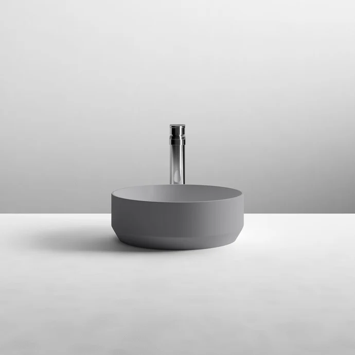 Hudson Reed Matt Grey Luxe Round Counter Top Vessel Basin - 350 x 350mm