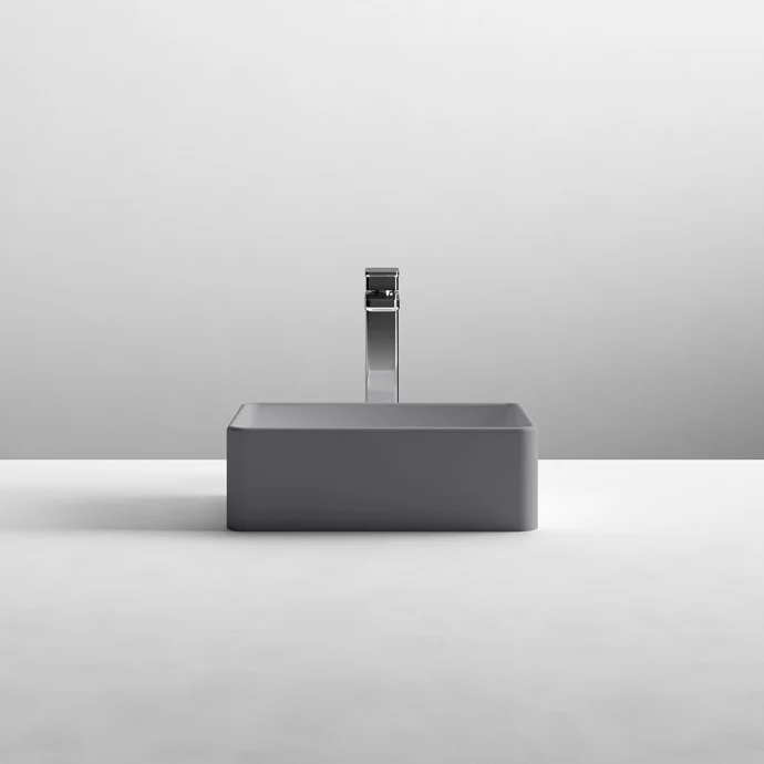 Hudson Reed Matt Grey Luxe Rectangular Counter Top Vessel Basin - 365 x 235mm