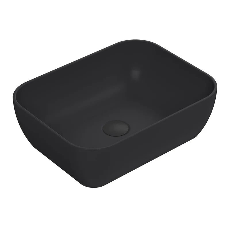 Hudson Reed Matt Black Luxe Rectangular Counter Top Vessel Basin - 455 x 325mm