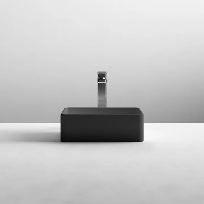 Hudson Reed Matt Black Luxe Rectangular Counter Top Vessel Basin - 365 x 235mm