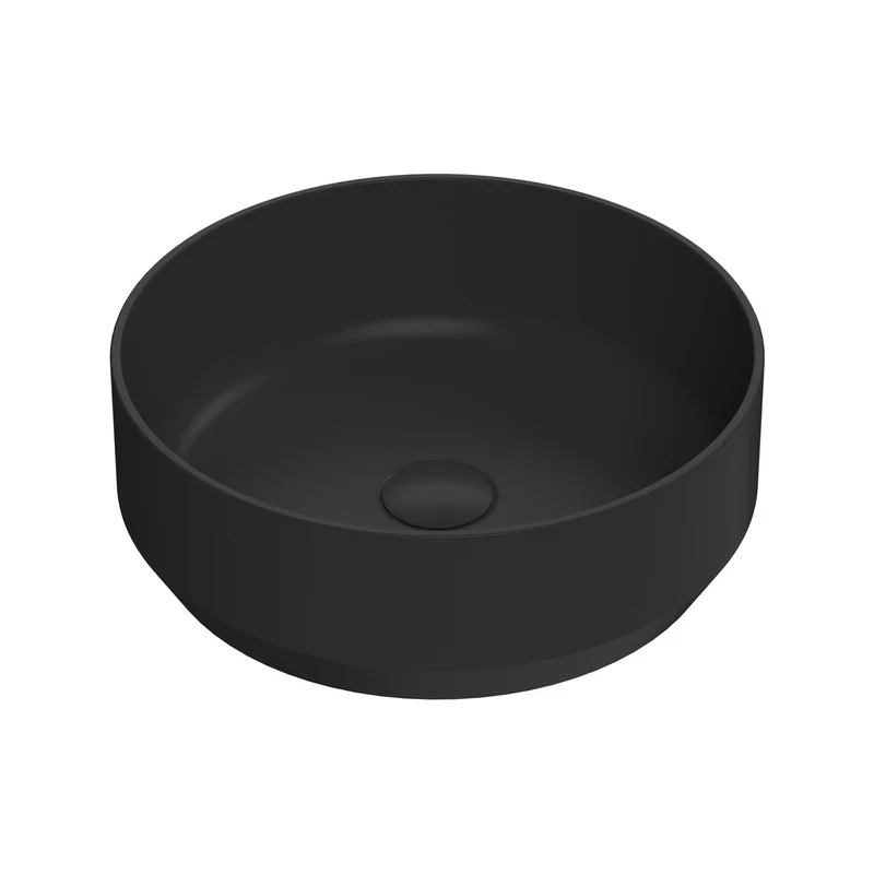 Hudson Reed Matt Black Luxe Round Counter Top Vessel Basin - 350 x 350mm