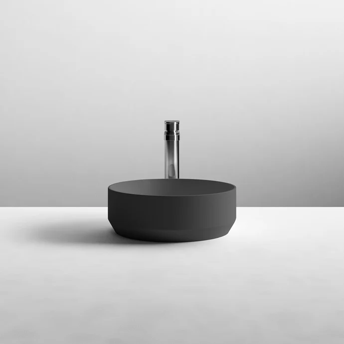 Hudson Reed Matt Black Luxe Round Counter Top Vessel Basin - 350 x 350mm