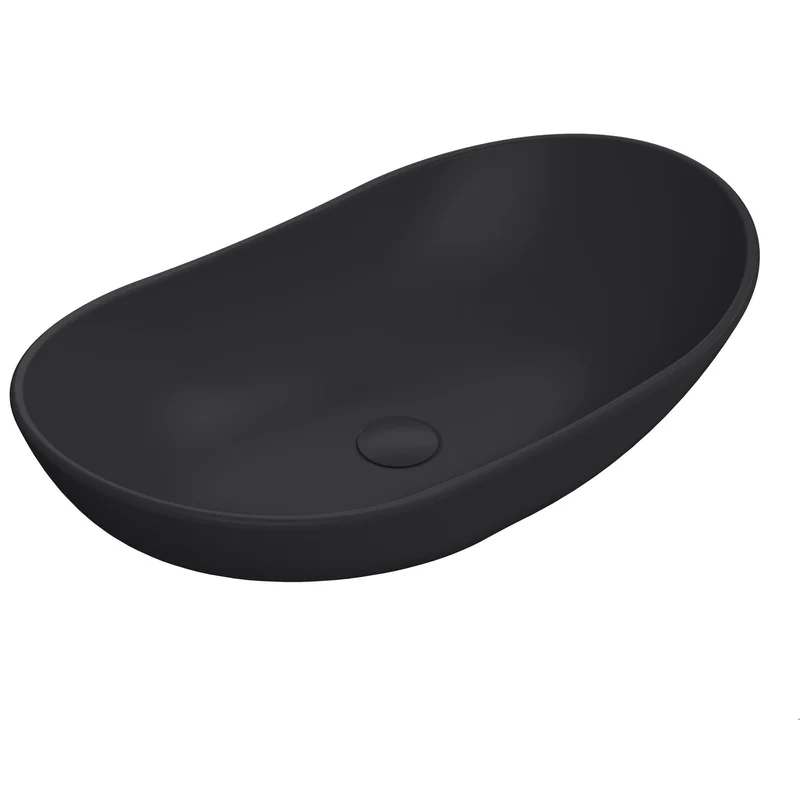 Hudson Reed Matt Black Luxe Oval Counter Top Vessel Basin - 615 x 360mm
