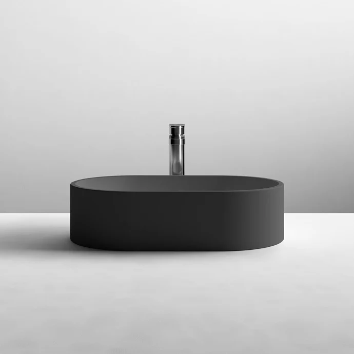 Hudson Reed Matt Black Luxe Oval Counter Top Vessel Basin - 565 x 350mm