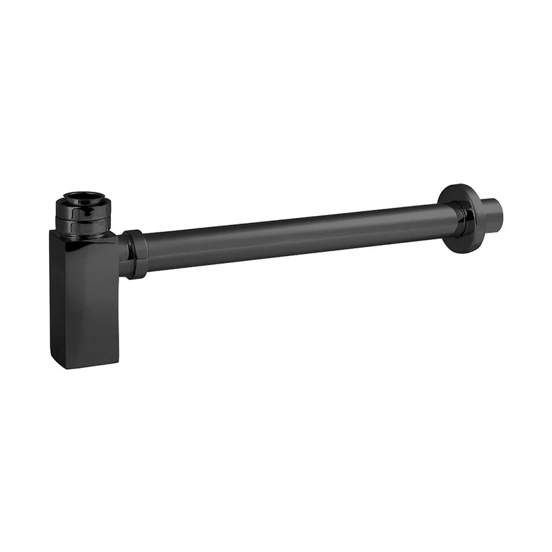 Nuie Basin Accessories Square Bottle Trap & Extention Tube Contemporary Black Brass 182x70x70mm