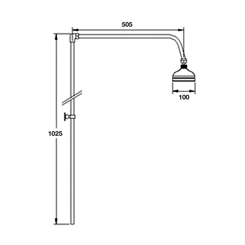 Nuie Rigid Riser Kit Traditional Chrome Brass 1025x100x570mm