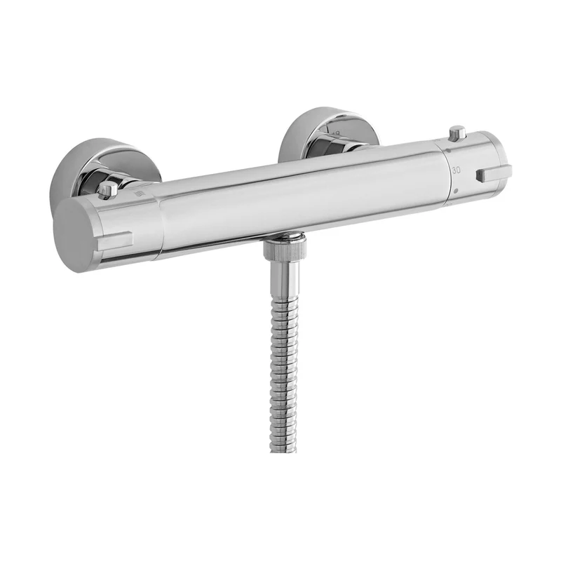 Nuie Minimalist Thermostatic Bar Valve Contemporary Chrome Brass ABS 39x268x71mm