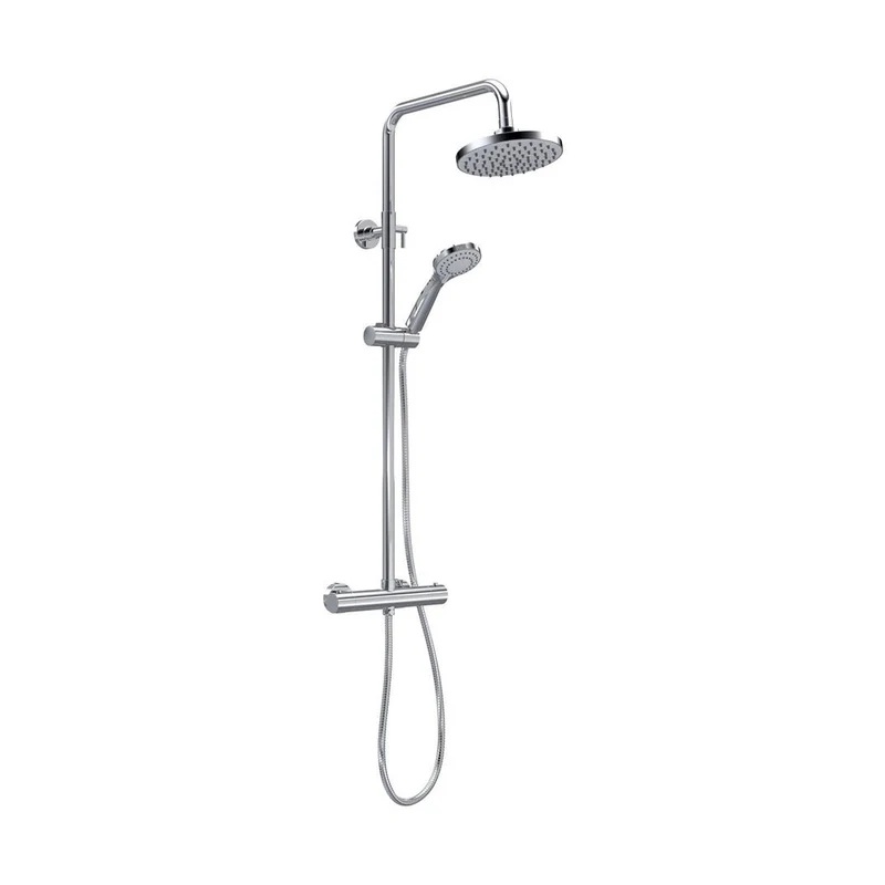 Nuie Thermostatic Bar Shower With Kit Contemporary Chrome Brass ABS 1245x267x429mm