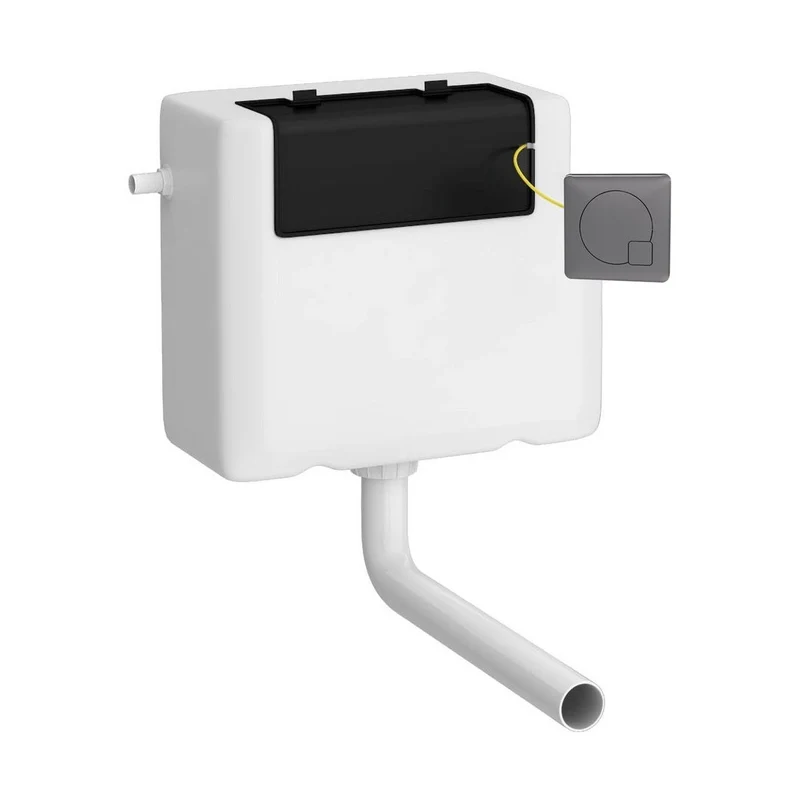 Nuie Concealed Cistern & Square Push Button Contemporary Brushed Pewter Polyethylene 296x230x142mm
