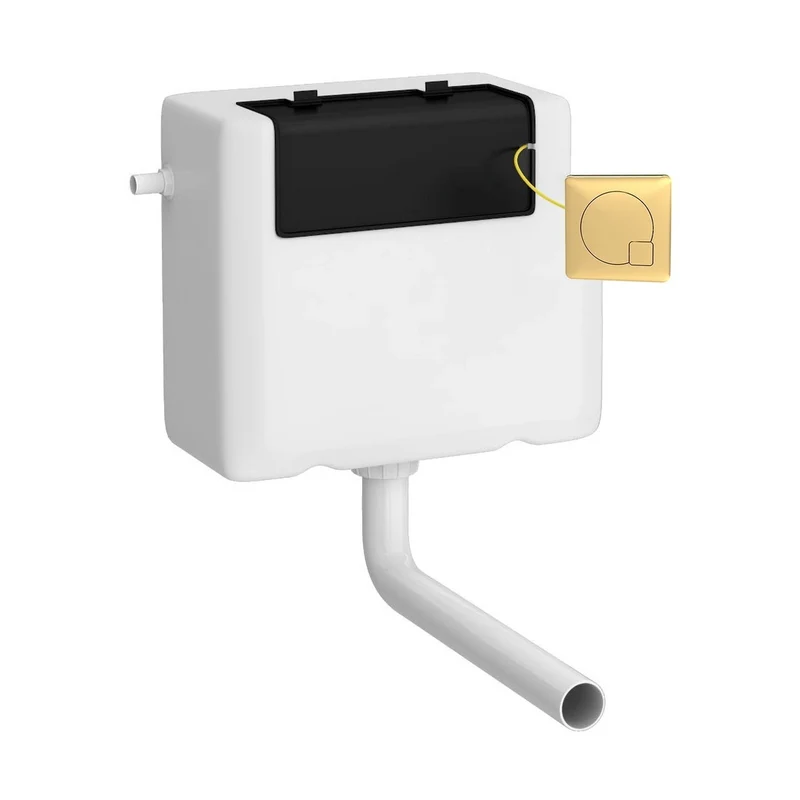 Nuie Concealed Cisterns And Frames Universal Access Cistern & Brushed Brass Square Flush Plate Contemporary Polyethylene 296x340x142mm