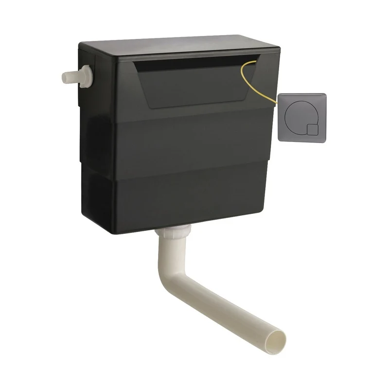 Nuie Universal Access Cistern & Gun Metal Square Flush Plate Contemporary Brushed Pewter Polyethylene 296x340x142mm