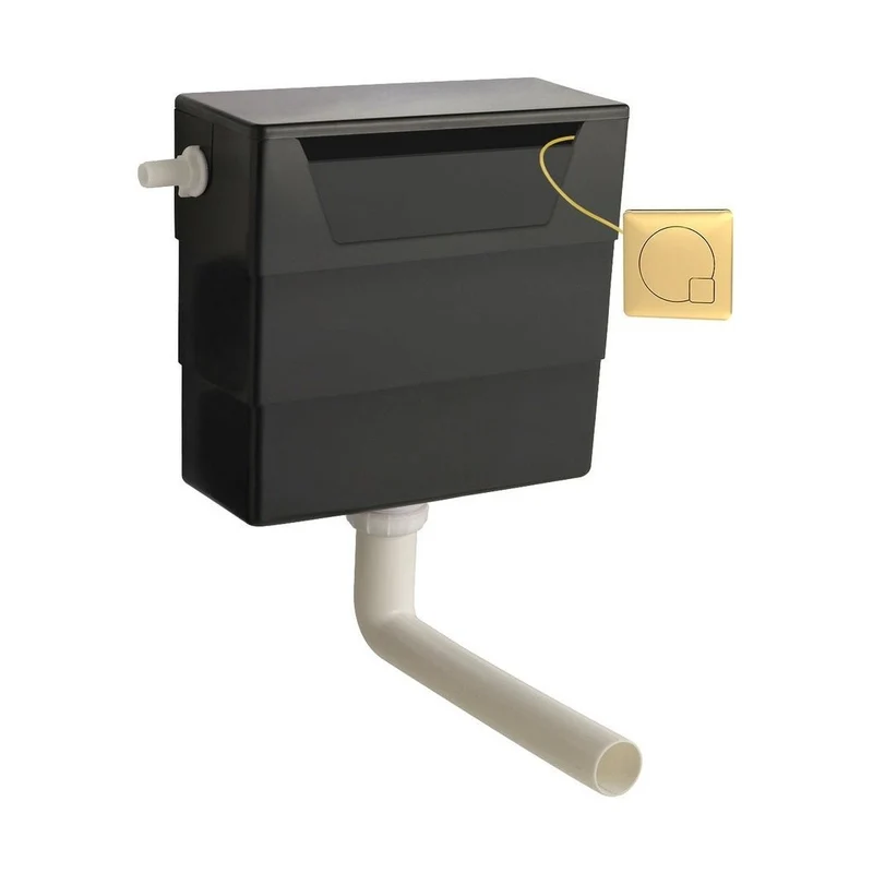 Nuie Concealed Cisterns And Frames Universal Access Cistern & Brushed Brass Square Flush Plate Contemporary Polyethylene 334x303x136mm