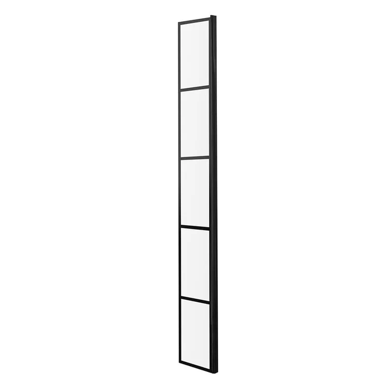 Vista 8mm Matt Black Grid Walk-In Shower Screen With Fixed Return Panel - 1950mm With Easy Clean Glass