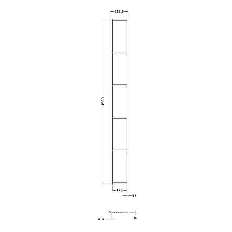 Vista 8mm Matt Black Grid Walk-In Shower Screen With Fixed Return Panel - 1950mm With Easy Clean Glass