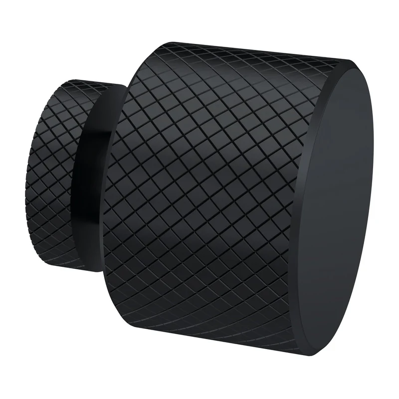 Knurled Round Furniture Knob Handle - Matt Black