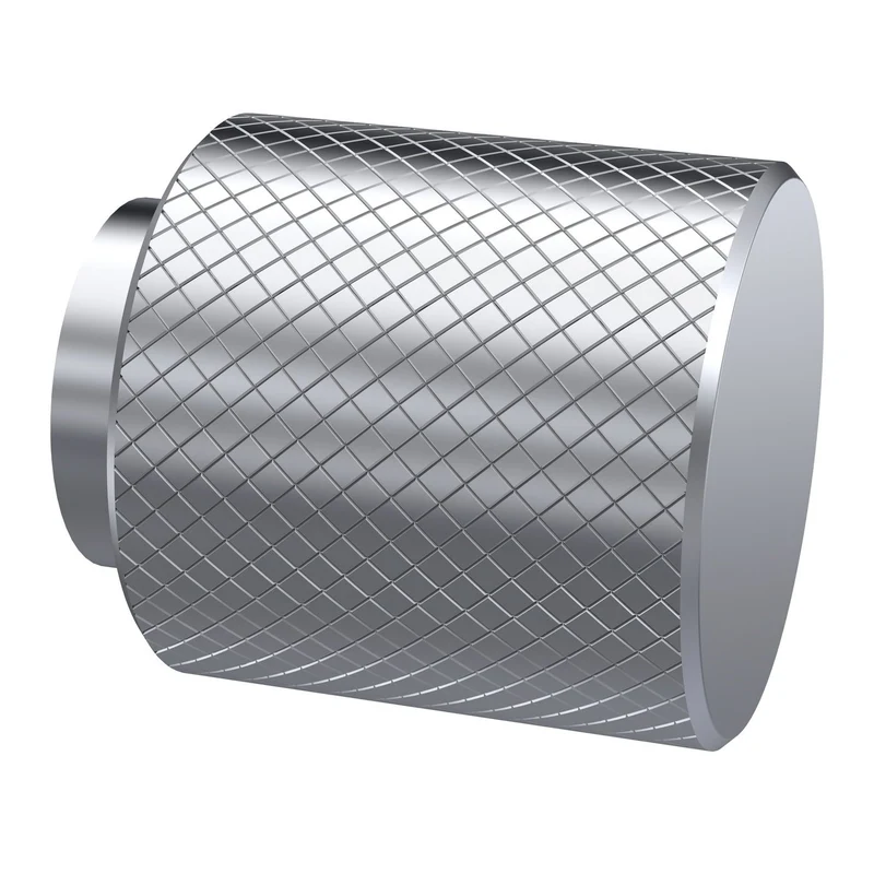 Knurled Round Furniture Knob Handle - Chrome