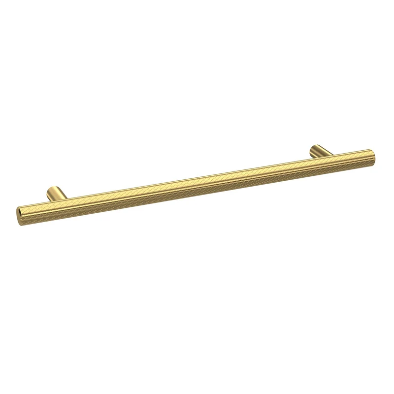 Knurled Bar Furniture Handle, 252mm Wide With 192mm Centres - Brushed Brass