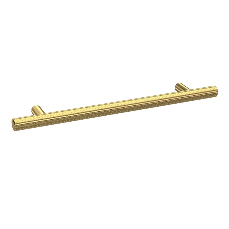 Knurled Bar Furniture Handle, 220mm Wide With 160mm Centres - Brushed Brass