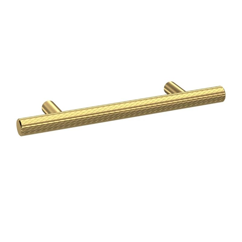 Knurled Bar Furniture Handle, 156mm Wide With 96mm Centres - Brushed Brass