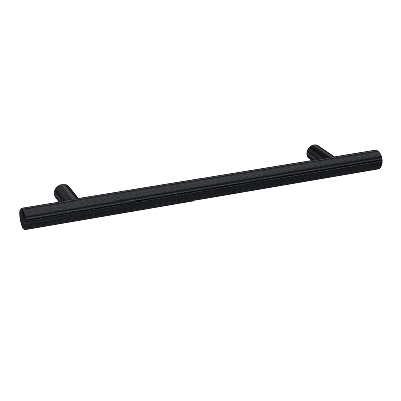 Knurled Bar Furniture Handle, 220mm Wide With 160mm Centres - Matt Black