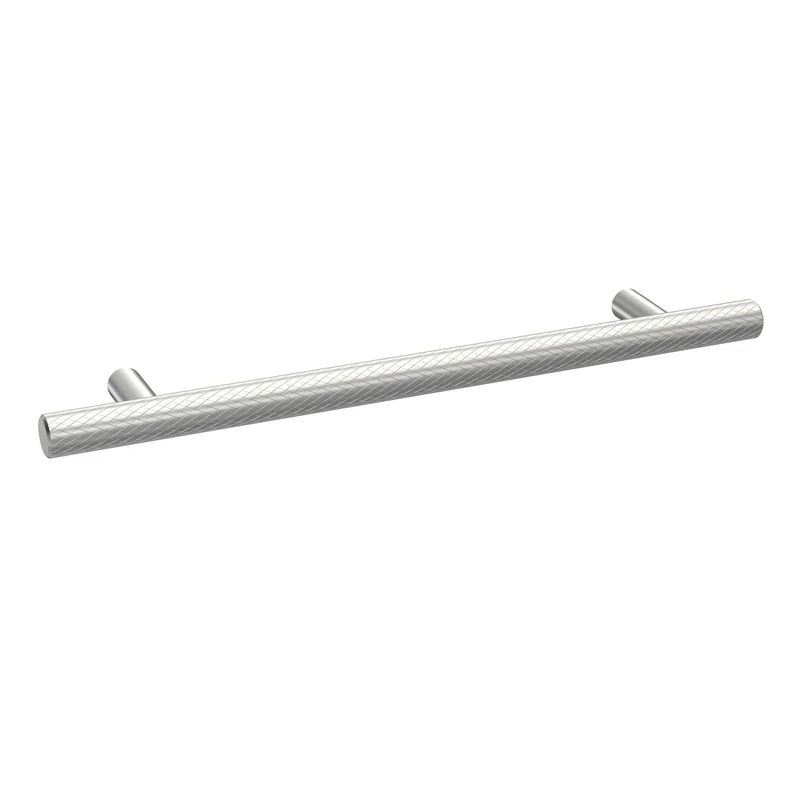 Knurled Bar Furniture Handle, 220mm Wide With 160mm Centres - Satin Chrome