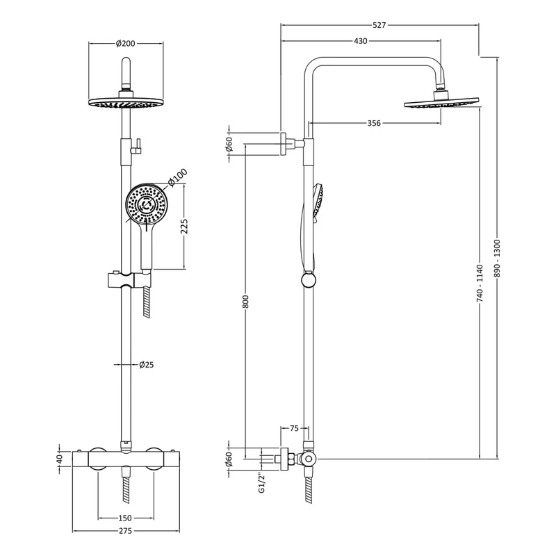 Lana Brushed Brass Round Thermostatic Exposed Shower Kit