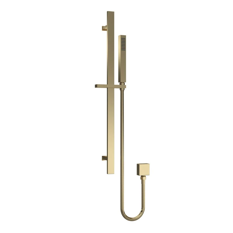 Cape Brushed Brass Square Slide Rail Shower Kit With Oulet Elbow