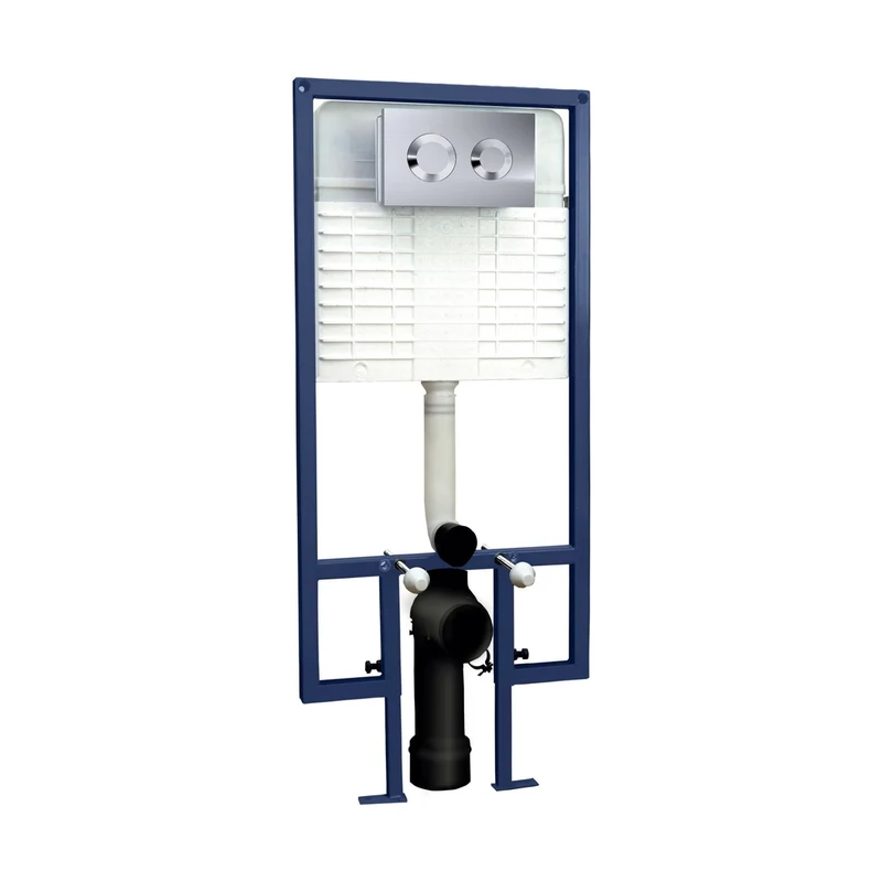 Nuie Concealed Cisterns And Frames Round Dual Flush Push Button Contemporary Chrome Stainless Steel 1136x520x204mm